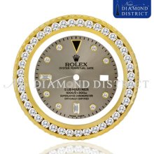 3.30ct Diamond Dial & Bezel 2-piece Yellow Gold Set For Rolex Submariner Watch