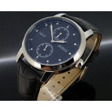 43mm Parnis Textured Black Dial Power Reserve Automatic Men Watch Flat Glass 289
