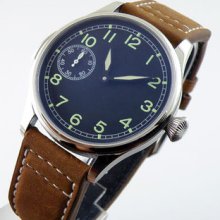 44mm Parnis Luminous Black Dial Mechanical Hand Winding Asia 6497 Mens Watch 015