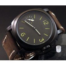 44mm Parnis Sterile Black Dial Pvd Hand Winding Mechanical Mens Watch Wl267c