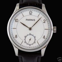 44mm Parnis White Dial Special 6 Manual Wind Luxury Mens Watch 6498 P012a
