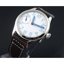 44mm White Dial Blue Number Mechanical Mens Watch St3620 Swan Neck 6497 071