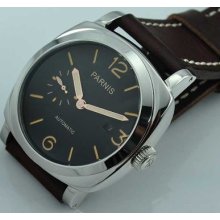 47 Mm Parnis Black Sandwich Dial Automatic Mechanical Men's Watch