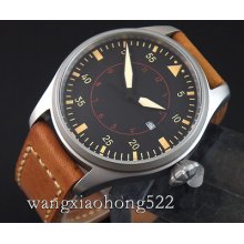 47mm Parnis Luminous Marks Sandblast Case Black Dail Automatic Mens Watch 374