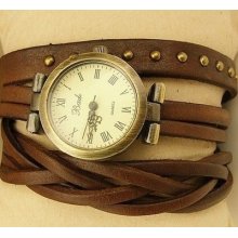 6 Colo Fashion Classic Elegant Leather Strap Roma Number Dial Quartz Woman Watch