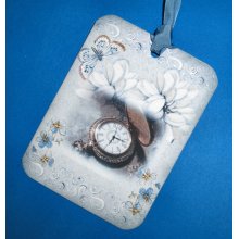 6 Tags - Soft Blue Lace w/Pocket Watch and Floral