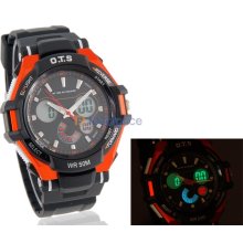 8028 Men's Stylish Water Resistant Analog & Digital Watch (Red)