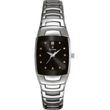 96P102 -- Bulova Women's Stainless Steel Sleek Watch with Black Face Corporate Collection Corporate Collection