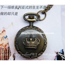 Agj20 Bronze Crown Necklace Table / Retro Pocket Watch Necklace Quartz Watch
