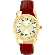 AK Anne Klein Women's AK-1176CHBE Red Leather Band Watch