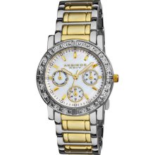 Akribos XXIV Watches Women's White Mother of Pearl Dial Two-tone Base