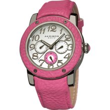 Akribos XXIV Watches Women's White Dial Pink Leather Pink Leather/Whit