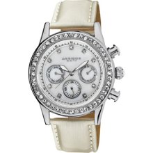 Akribos XXIV Watches Women's White Mother of Pearl Dial Ivory Polyuret