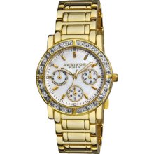 Akribos XXIV Watches Women's White Mother of Pearl Dial Gold-tone Base