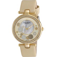 Akribos XXIV Watches Women's Gold Tone Sunray/Diamond Dial Quartz Stra