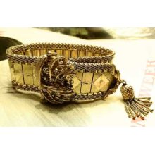 Amazing 1950s Diamond 14k Bracelet Watch Yg 91 Gms Hollywood Glam