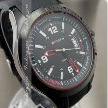 Analogue Quartz Hours Clock Best Dial Date Black Rubber Men Wrist Watch Ah081