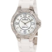 Anne Klein 9685wtwt Diamond Dial Ceramic White Watch