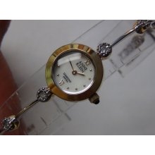 Anne Klein Ladies Gold Swiss Made Quartz Thin Watch w/ Diamond Bracelet $799