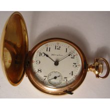 Antique 1907 Ladies Canton Hampden Diadem Gold Pendant Pocket Watch Hunting Case