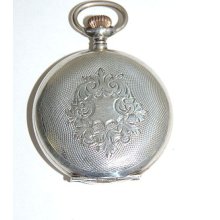 Antique CUIVRE Closed Case 800 SILVER Swiss Pocket Watch w Fancy Engra