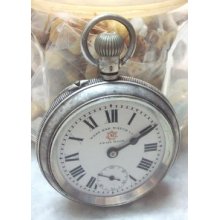 Antique Vintage West End A1 Regulator Silver Pocket Watch Swiss Porcelain Dial
