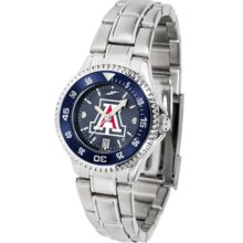 Arizona Wildcats Competitor AnoChrome Ladies Watch with Steel Band and Colored Bezel