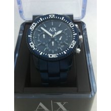 Armani Exchange Mens Aluminium Watch Ax1209 Chrononograph Blue Dial