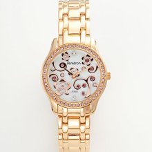 Armitron Now Rose Gold Tone Crystal And Mother-Of-Pearl Flower Watch -