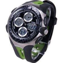 Army Black&green Rubber Waterproof Date Alarm Mens Quartz Sports Wrist Watch