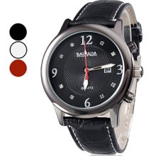 Assorted Colors Men's Calendar Style Analog PU Quartz Wrist Watch
