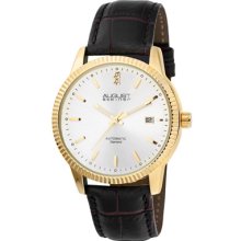 August Steiner Watches Men's Gold Tone Dial Brown Leather Brown Leathe