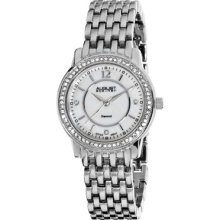 August Steiner Watches Women's White Mother of Pearl Dial Silver Tone