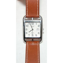 Authentic Hermes Watch Cape Cod Gm Barenia Etoupe