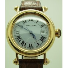 Authentic Mint 18k Yellow Gold Cartier Diabolo Quartz Ladies Watch 33mm