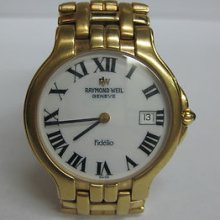 Beautiful Raymond Weil Fidelio 9162 Gold Plated Roman Dial W/ Date