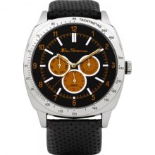 Ben Sherman Men's Quartz Watch With Black Dial Analogue Display And Black Leather Strap R849
