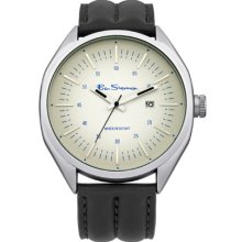 Ben Sherman Men's Quartz Watch With Grey Dial Analogue Display And Black Leather Strap Bs009
