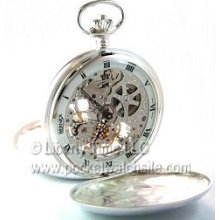 Bernex 24504 Swiss Solid Sterling Silver 925 Pocket Watch - Double Hunting Case