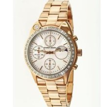 Big Cat Ladies Watch with Rose Gold Metal Band and Crystal Bezel ...