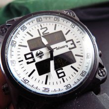 Big Size Solid Steel Infantry Dual Time Quartz Men Watch