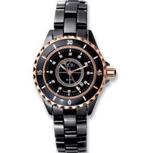 Black Ceramic & Rose Gold Midsized Watch