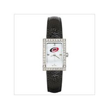 Black Leather Carolina Hurricanes Watch with Cz Frame