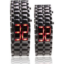 black metal strip digital lava style iron sport couple red led faceles