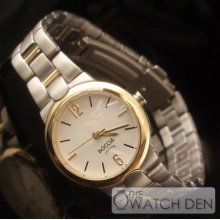 Boccia Ladies White Dial Gold Tone Bezel Titanium Watch - B3088-02