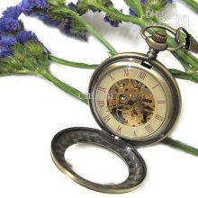Bronze Magnifier Mechanical Pocket Watch Xmas Gift Watch For Mens