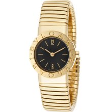 Bulgari Watches Women's Tubogas Black Dial 18k Solid Gold Bangle 18k