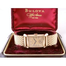 Bulova 14K Rose Gold watch with matching Brick Link Band in Box