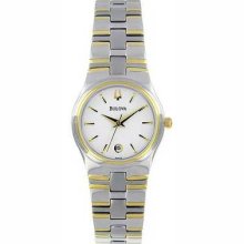 Bulova 98m102 Women's Dress Stainless Steel Band White Dial Watch
