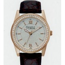 Bulova Caravelle Ladies` Rose Gold & Swarovski Crystal Dress Watch